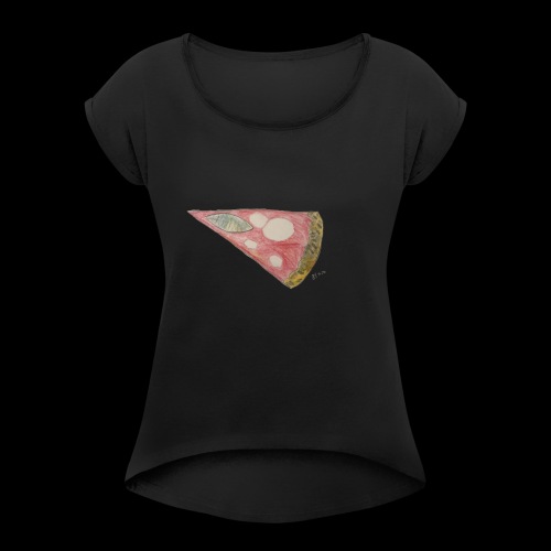 BY TAiTO Pizza Slice - Naisten T-paita, jossa rullatut hihat