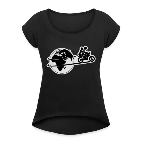 welkugel+moped - Frauen T-Shirt mit gerollten Ärmeln