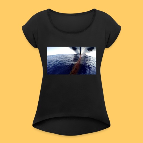 Frachtschiff Containerschiff - Frauen T-Shirt mit gerollten Ärmeln