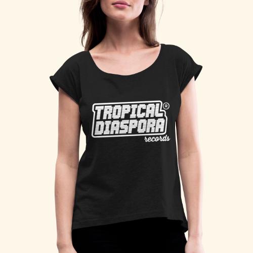 Tropical Diaspora Records Classic Logo on Vinyl - Koszulka damska z lekko podwiniętymi rękawami