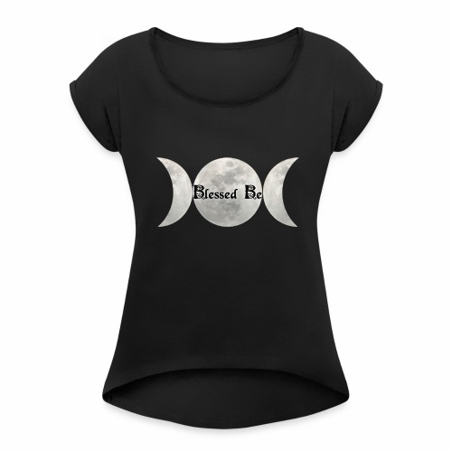 Triple Moon Blessings - Women's T-Shirt with rolled up sleeves