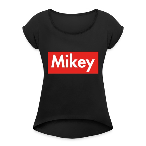 Mikey Box Logo - Women's T-Shirt with rolled up sleeves