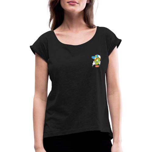 Ptb Skullhead 2 with PTB Logo Backprint - Women's T-Shirt with rolled up sleeves