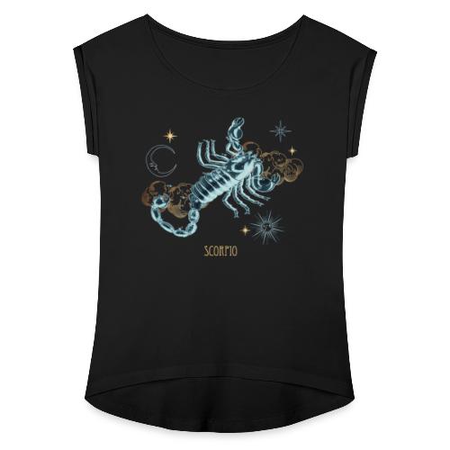 Scorpio Constellation Celestial Map - Dame T-shirt med rulleærmer
