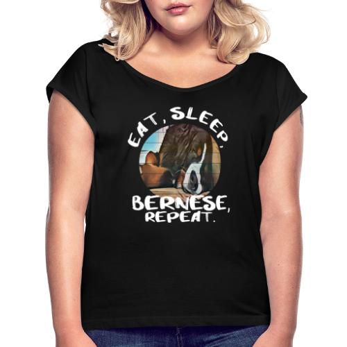 Bernese mountain dog - Vrouwen T-shirt met opgerolde mouwen
