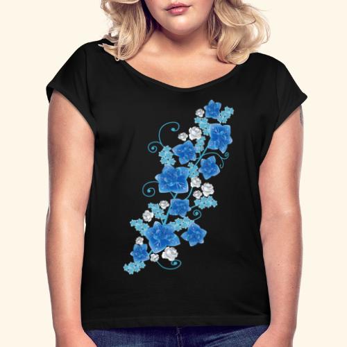 Blue Garden - Camiseta con manga enrollada mujer