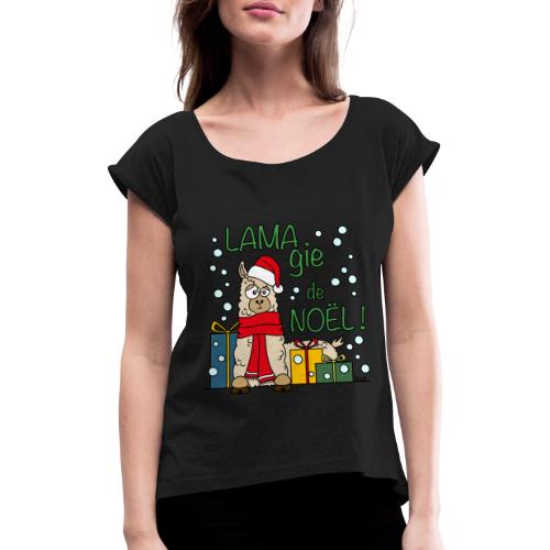 Lama, Magie de Noël, Happy Christmas, Pull moche - T-shirt à manches retroussées Femme