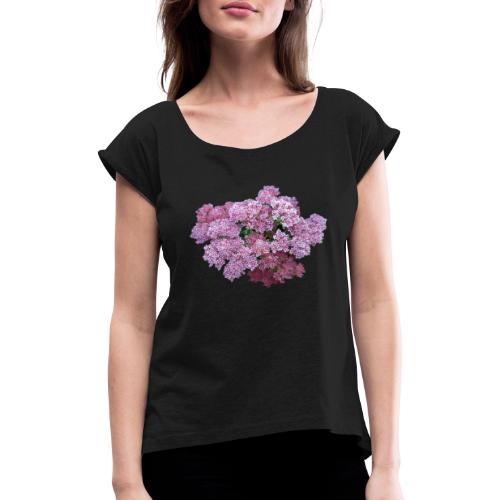 Fette Henne Kraut Blume - Frauen T-Shirt mit gerollten Ärmeln