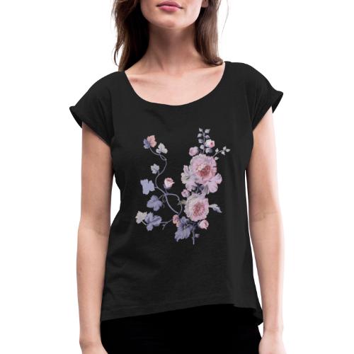 Schlichte Blumen - Frauen T-Shirt mit gerollten Ärmeln