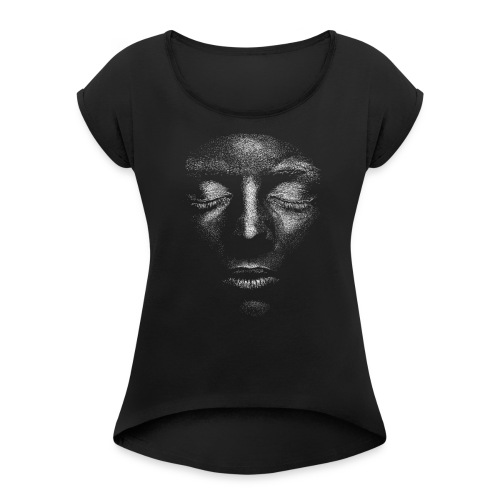 Gesicht - Frauen T-Shirt mit gerollten Ärmeln
