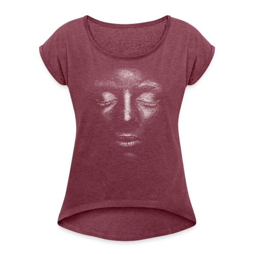 Gesicht - Frauen T-Shirt mit gerollten Ärmeln