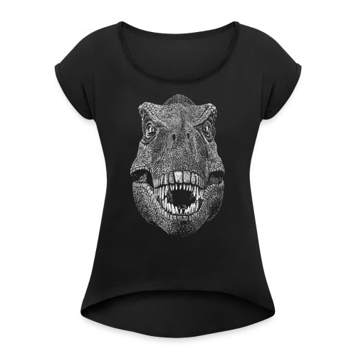 Dinosaurier - Frauen T-Shirt mit gerollten Ärmeln