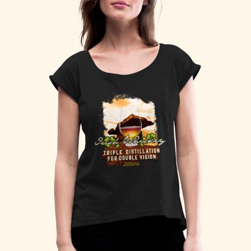 Whiskey aus Irland Dolmen - Frauen T-Shirt mit gerollten Ärmeln