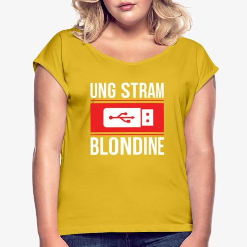 Ung Stram Blondine - Hvid - Dame T-shirt med rulleærmer