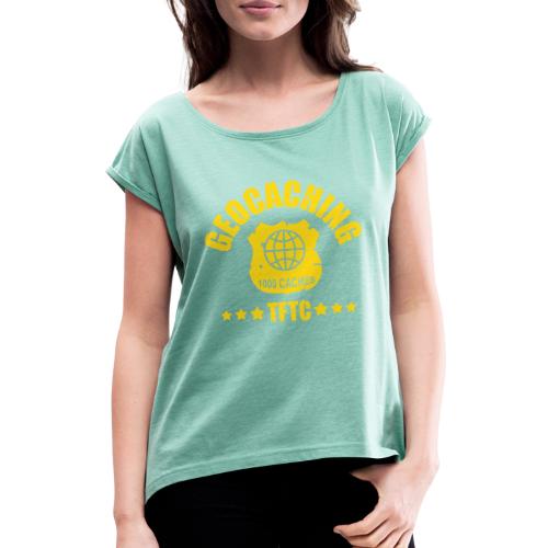 geocaching - 1000 caches - TFTC / 1 color - Frauen T-Shirt mit gerollten Ärmeln