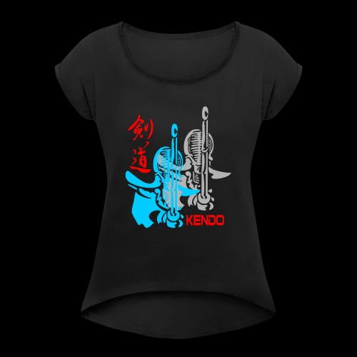 kendo -14 - Dame T-shirt med rulleærmer