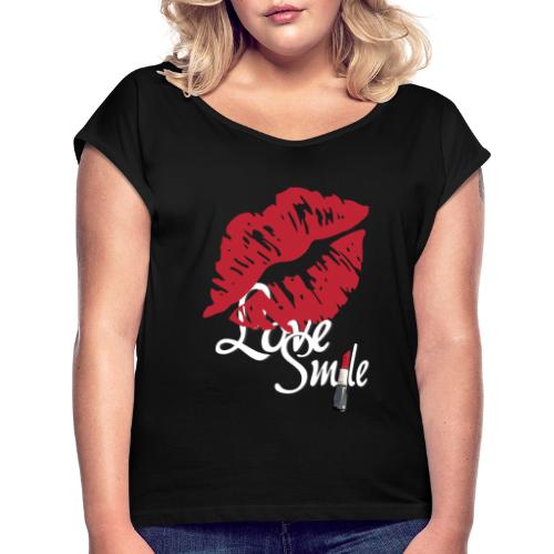 love smile n - Camiseta con manga enrollada mujer