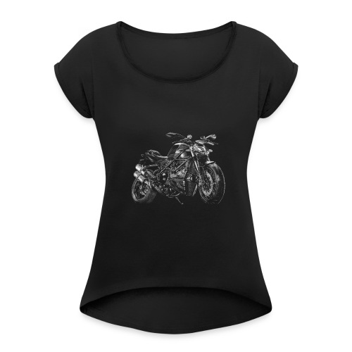 Motorrad - Frauen T-Shirt mit gerollten Ärmeln