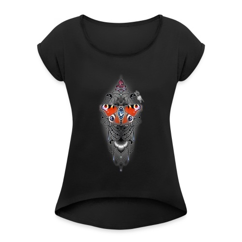 Butterfly - Frauen T-Shirt mit gerollten Ärmeln