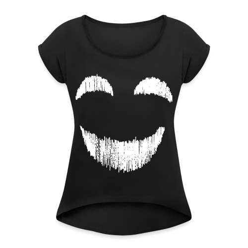 Gruseliges Monster Albtraum Halloween Gesicht - Frauen T-Shirt mit gerollten Ärmeln
