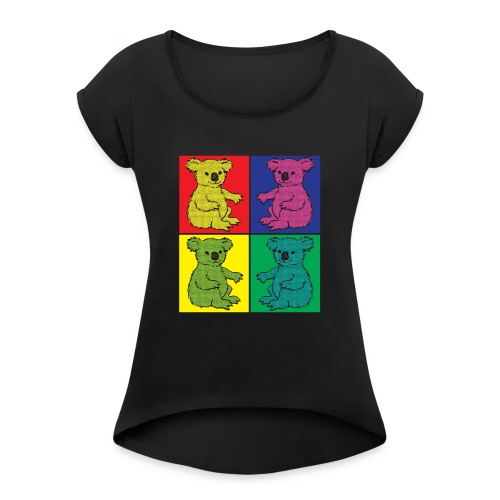 Pop Art Koala - Frauen T-Shirt mit gerollten Ärmeln