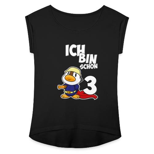 Stolze Feuerwehr Ente 3. Geburtstag Jungen Mädchen - Frauen T-Shirt mit gerollten Ärmeln