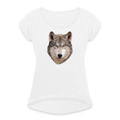 Wolf - Frauen T-Shirt mit gerollten Ärmeln