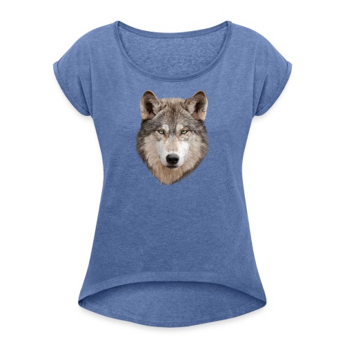 Wolf - Frauen T-Shirt mit gerollten Ärmeln