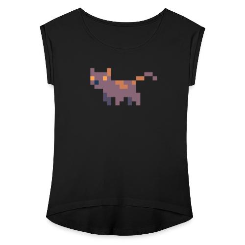 Pixel cat - T-shirt med upprullade ärmar dam