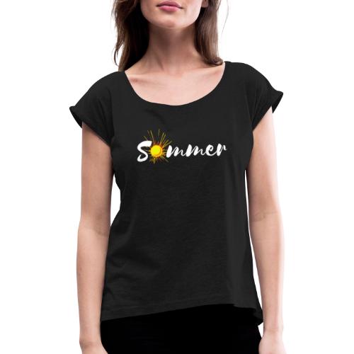 Sommer - Frauen T-Shirt mit gerollten Ärmeln