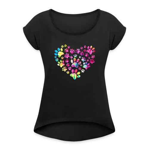 heartspaw - Frauen T-Shirt mit gerollten Ärmeln