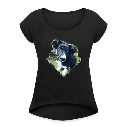 colliegermanshepherdpup - Women's T-Shirt with rolled up sleeves