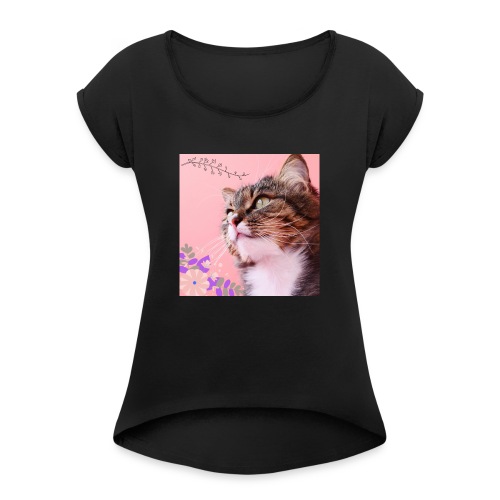 cat troys - Camiseta con manga enrollada mujer