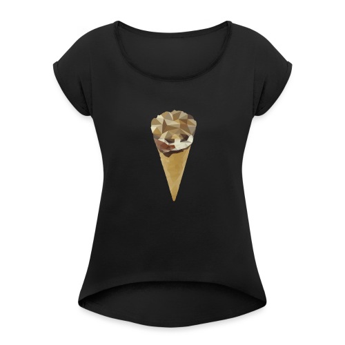 Low-poly_Ice_Cream - Vrouwen T-shirt met opgerolde mouwen