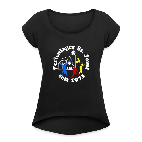 Logo Gif weiss farbig 120dpi 2000px - Frauen T-Shirt mit gerollten Ärmeln