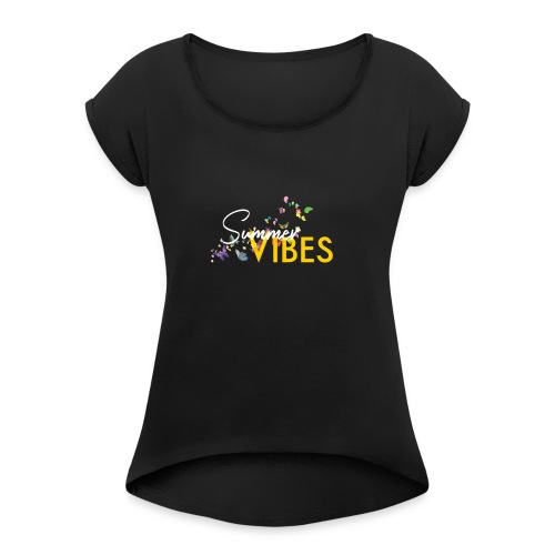 Summer Vibes ❤️ - Frauen T-Shirt mit gerollten Ärmeln