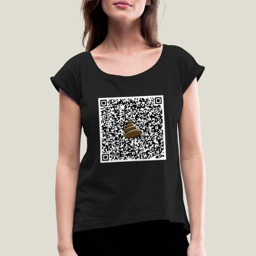 QR-kod bajshoroskop - T-shirt med upprullade ärmar dam