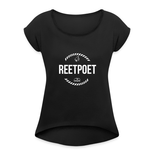 ReetPoet | Logo Weiß - Frauen T-Shirt mit gerollten Ärmeln