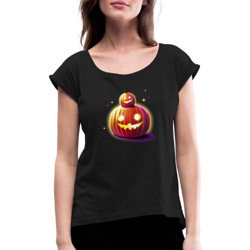 Halloween Kürbisse - Frauen T-Shirt mit gerollten Ärmeln