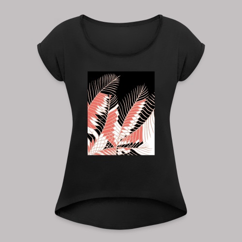 foglie palma 3 living coral - Maglietta da donna con risvolti