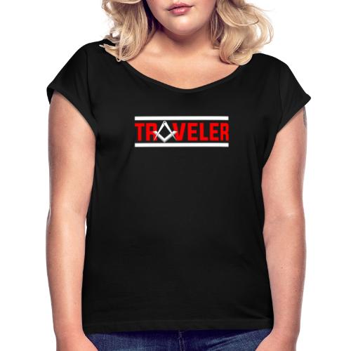 Freimaurer TRAVELER / Freemason Square compasses - Frauen T-Shirt mit gerollten Ärmeln