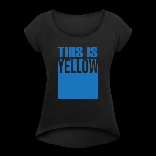 Yellow - T-shirt med upprullade ärmar dam