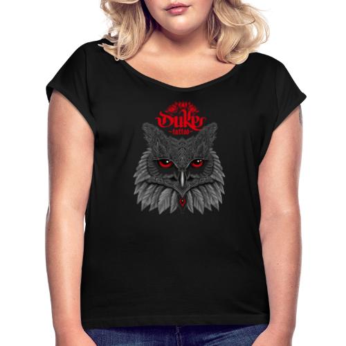 Mehndi Owl by Gideon - Vrouwen T-shirt met opgerolde mouwen