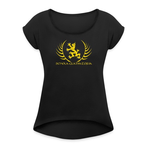 Schola logo with text - Women's T-Shirt with rolled up sleeves
