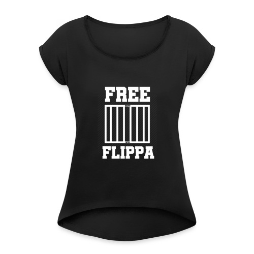 Free Flippa Wit - Vrouwen T-shirt met opgerolde mouwen