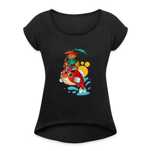 Draken Prins - Vrouwen T-shirt met opgerolde mouwen