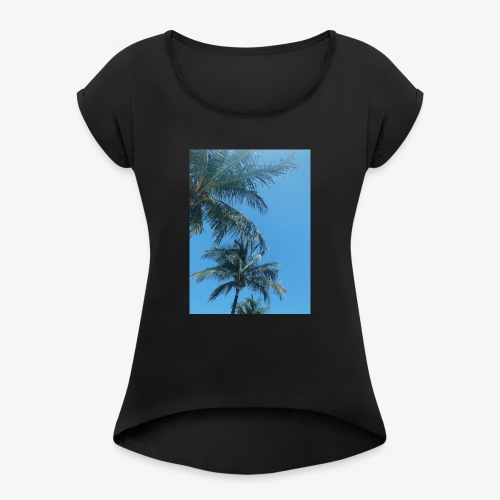 Palmen - Frauen T-Shirt mit gerollten Ärmeln