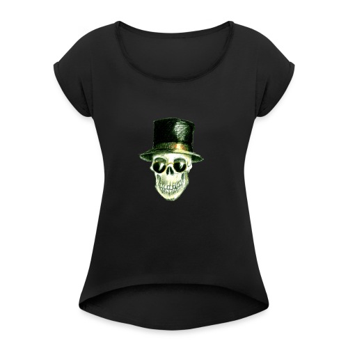 Schädel Hatter - Frauen T-Shirt mit gerollten Ärmeln