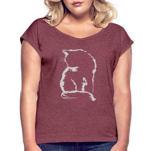 Cat - Women's T-Shirt with rolled up sleeves