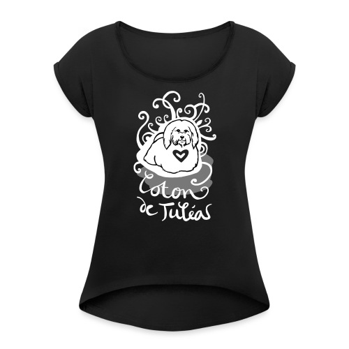 Coton de Tuléar ornamental - Dame T-shirt med rulleærmer